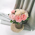SnailGarden 12 Head Artificial Peony Flowers, 3 Colors, Silk Peony Pink with Satin Ribbon and Greeting Card