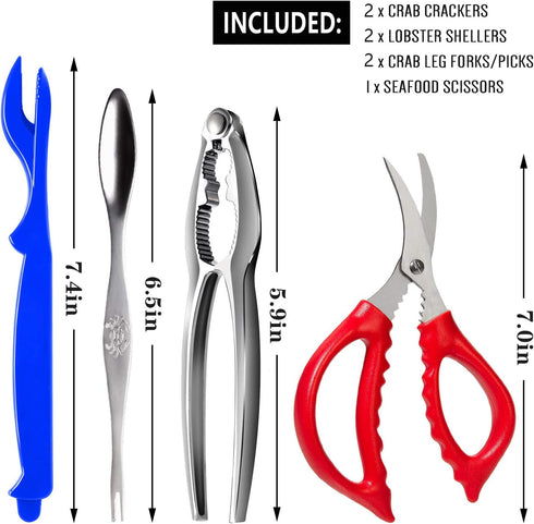 Set, Crab and Lobster Tools - Crab Leg Crackers and Picks Picks Knife for Crab, Shellfish Scissors Nut Cracker