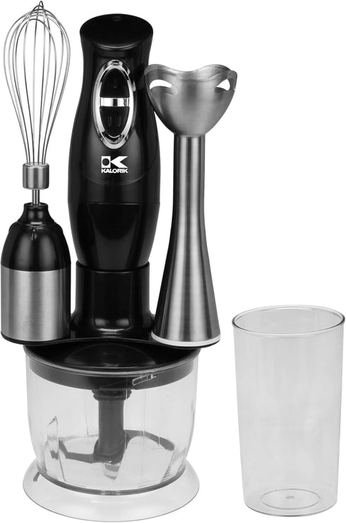 Kalorik 3-in-1 Immersion Blender, Chopper, and Mixer - Black, 14.5x5x6