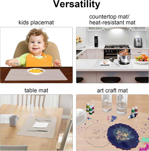 Thick Silicone Counter Mat, Large 23.4" by 15.6", Heat Resistant Mat for Kitchen Table and Countertop Protector