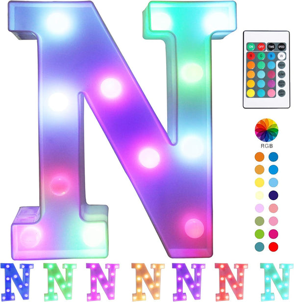 Pooqla Colorful LED Marquee Letter Lights with Remote, Light Up Marquee Signs for Home Party Bar Decorations