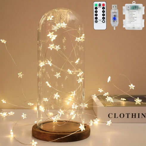 Shimmer forest 40 13ft Twinkle Star String Lights LED Spring Garden Decorative Indoor Outdoor Fairy Light USB & Battery