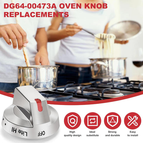 TOMOON DG64-00473A Range Stove Knobs Replacements for Samsung Gas Range Oven, Stainless Steel Control Dial