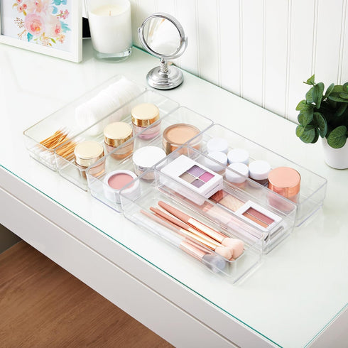 STORi SimpleSort 6-Piece Stackable Clear Drawer Organizer Set, 9" x 3" x 2" Rectangle Trays