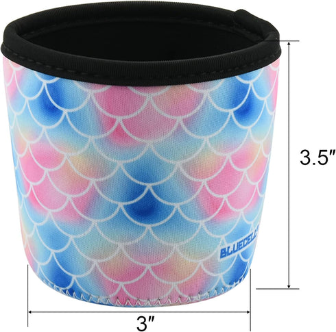 Ice Cream Pint Size Sleeves 4 Pack, Neoprene Cover with Spoon Holder (Plant+Fish scales)
