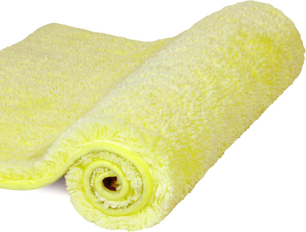 Walensee Non Slip Bath Rug, 20 x 32 Yellow Bathroom Mat, Water Absorbent Soft Microfiber Shaggy Rug