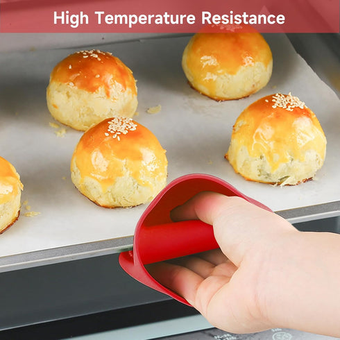 NEPAK 2 Pairs Heat Resistant Oven Mitts, Mini Silicone Gloves, Potholder for Kitchen Cooking & Baking (Red, Blue)