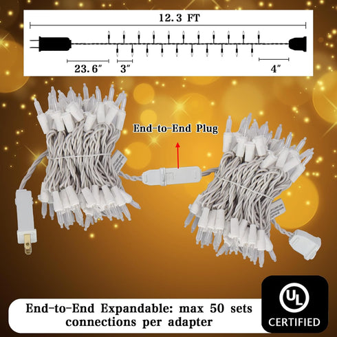 Heyworld 50 14.58 50 Sets, Slow Twinkle Lights, Led Soft Twinkling Mini Christmas String Lights on White Wire Cord, UL