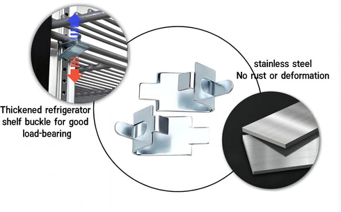 DUODUO Replacement Galvanized Iron Shelf Clips, Extra Durable Refrigerator Shelf Support Clips, 16 pc