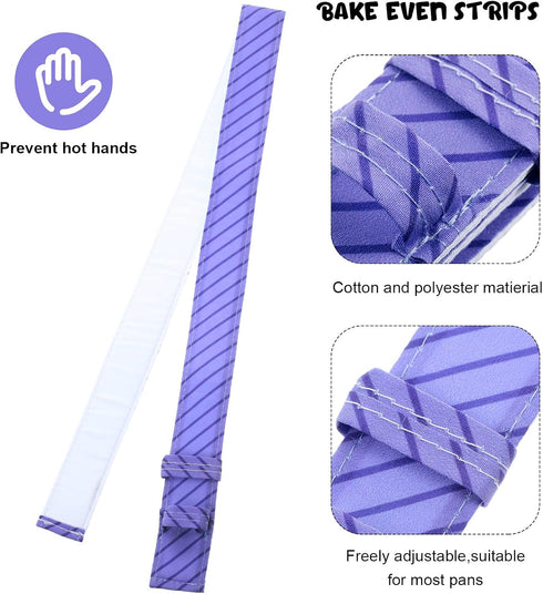 Patelai 6 Pieces Bake Even Strips, Absorbent Thick Baking Strips for Clean Baking Edges, Cute Style