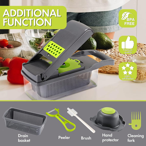 Ourokhome Vegetable Chopper, 12 in 1 Professional Mandoline Slicer for Kitchen, Multifunctional Food Chopper with 8