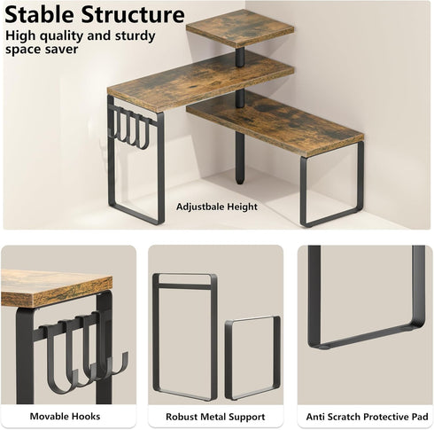 Countertop Organization,3 Counter Alsonerbay Organizer Tier Corner Shelf for Kitchen with Hooks for Coffee Area
