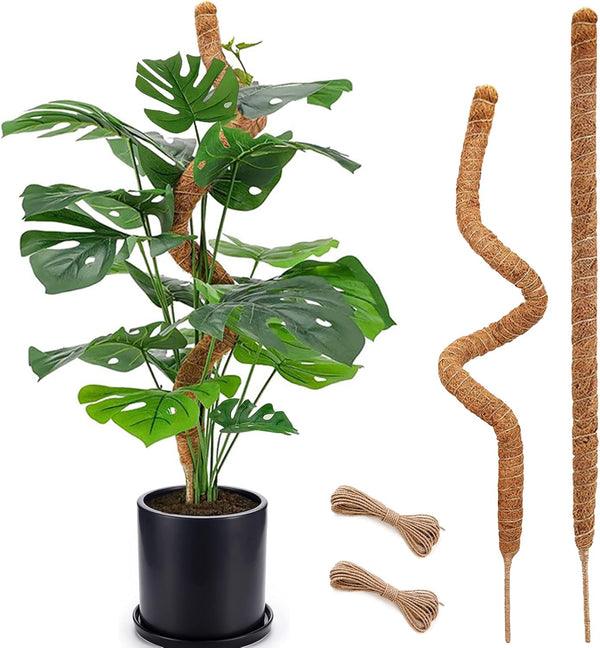 Soupiar 2-Pack 28" Bendable Moss Pole for Monstera, Rust-Free Aluminum Core Plant Support