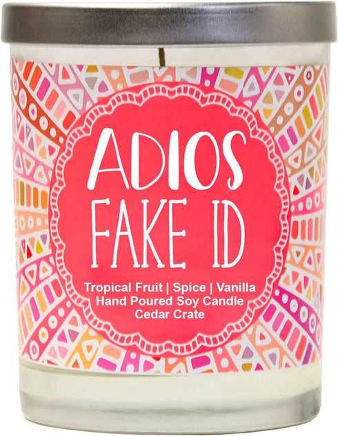 21st Birthday Gifts for Her, Adios Fake ID, Funny Gifts for Daughter, Sister, Best Friend, 15 Oz Tumbler