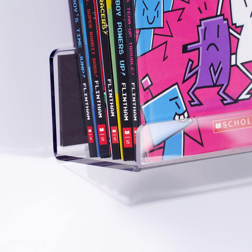 2-Pack, 17'' 8.5 lbs NiHome Clear Magnetic Acrylic Book Shelves for Whiteboard, Classroom and Fridge Storage, Sleek