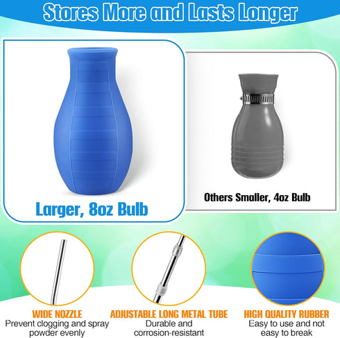 2PCS 9" 22" 8 oz Bulb Diatomaceous Earth Powder Duster, Longer to Retractable Garden Powder Applicator Dispenser