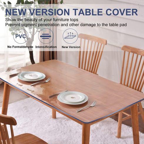 XEANGOUN 16x20 Clear Plastic Table Protector Rectangle Wipeable Crystal PVC Vinyl Tablecloth Waterproof Table Pad PVC