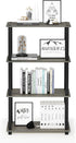 Furinno Turn-N-Tube 4-Tier Multipurpose Shelf Display Rack, French Oak Grey/Black Square Tube