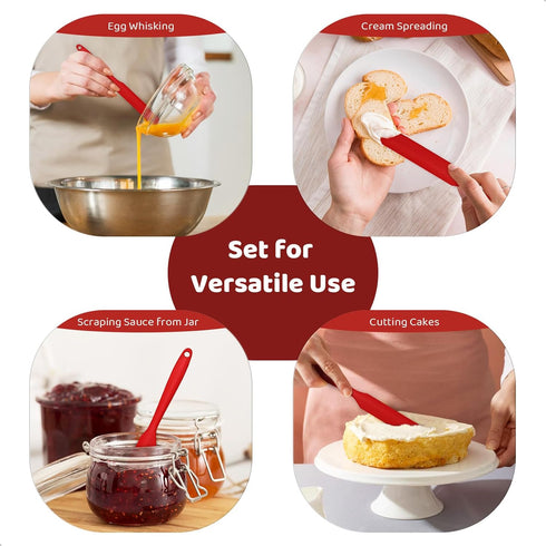 MOJOTORY 2Pcs Silicone Jar Scraper with Long Handle, Jam Spreader for Peanut Butter, Kitchen Spatula for Baking