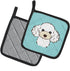 Caroline's Treasures BB1195PTHD Checkerboard Blue White Poodle Pot Holders, Kitchen Heat Resistant, 7 1/2 x 7 1/2