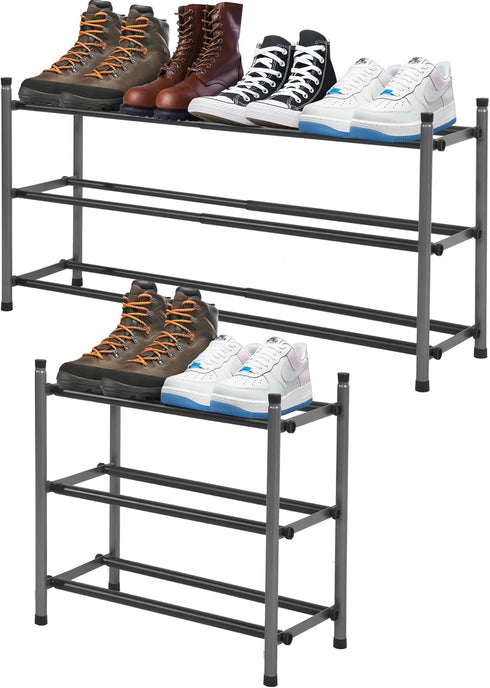 STORAGEIDEAS Shoe Rack, Expandable Shoe Storage Organizer for Closet, 3 Tier Metal Shoe