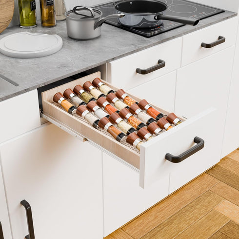 Yieach 4 Pack 9" 17.7" Adjustable Narrow Spice Rack for Drawer - Expandable From to - Acrylic Drawer Seasoning