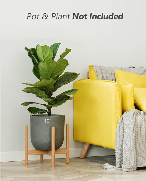 12 Inch Mkono Plant Stand Mid Century Wood Flower Pot Holder (Plant Pot NOT Included) Modern Potted Stand Indoor