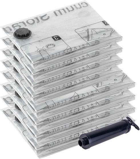 Vacuum Storage Bags, 4 Jumbo, 4 Large, Space Saver Bags with Travel Hand Pump for Clothes, Bedding, Pillows, Comforters