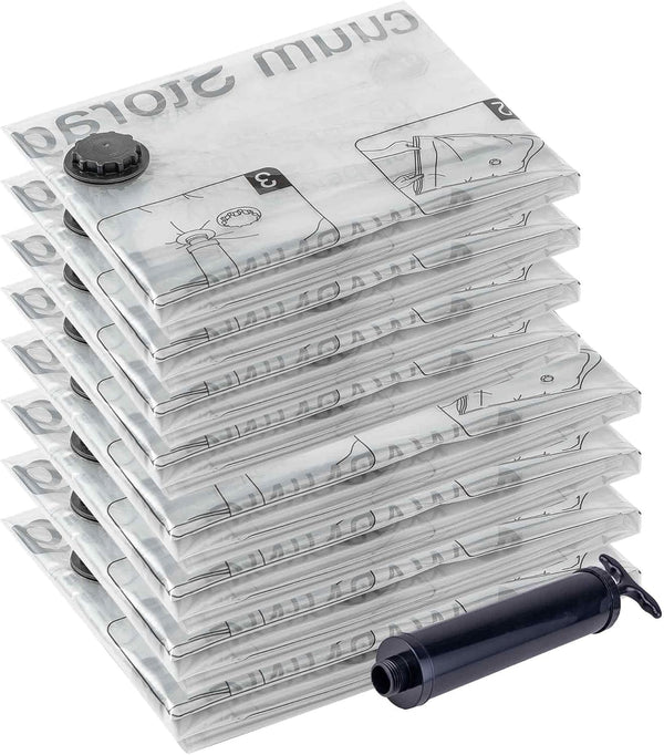 Vacuum Storage Bags, 4 Jumbo, 4 Large, Space Saver Bags with Travel Hand Pump for Clothes, Bedding, Pillows, Comforters