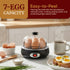 EGC007CHC# 7 16-Recipe Elite Gourmet Rapid Egg Cooker, Easy-To-Peel, Hard, Medium, Soft Boiled Eggs, Poacher, Omelet
