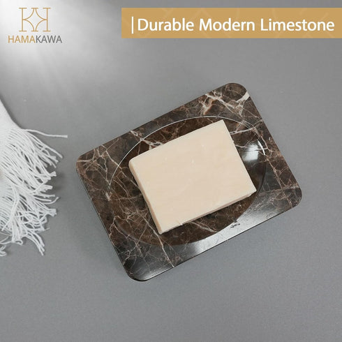 Natural Marble Soap Dish, Rectangle Emperador Dark Jewelry Dish, Dark Brown Style Shower Soap Holder, Modern Stone