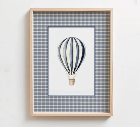 6Pcs Sailboat 12"x16" Vintage Transportation Nursery Wall Art Navy Blue Hot Air Balloon Biplane Train Truck Pictures