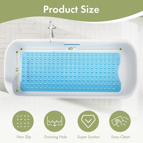 40 16 Inches, AmazerBath Shower Mat Non Slip x Bathtub Mat Shower Stall Mats with Suction Cups and Drain Holes, Non