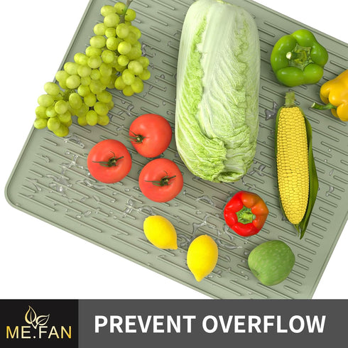 ME.FAN Silicone Dish Drying Mat, Kitchen Counter Protection Pad, 18''×16'' - Desert Sage, for Sink or Refrigerator