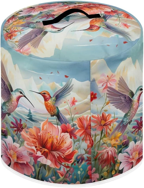 Washable Hummingbird Floral Air Fryer Cover for 6 Qt Pressure Cooker, Small Kitchen Appliance with Top Handle