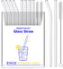 8-Pack Reusable Glass Straw, Size 8.5''x10 MM, 4 Straight and 4 Bent with 2 Cleaning Brush