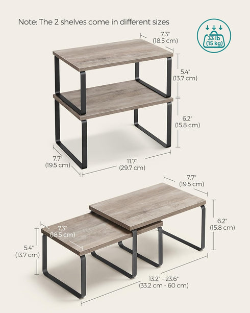 Set 4 Counter UKCS021X02 SONGMICS Cabinet Organizer Shelf, of Kitchen Shelves, Kitchen Storage, Spice Rack, Stackable