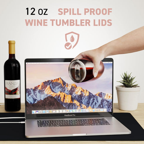 3 Pack of 12 oz Wine Tumbler Lids, Spill Proof 2.9 inch Diameter Replacement Silicone Covers for Wine Mugs
