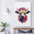 HHGaoArt Highland Cow Poster, Canvas Wall Art Animal Picture for Nursery and Kitchen Room (16x24inch-Unframed)
