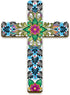 Floral Cross Wall Decor - Hand Painted Inspirational Wooden Cross, Mexican Art for Home Room Church Decoration
