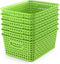 WYT 6-Pack Plastic Small Shelf Storage Weave Baskets, Organizing for Cabinets and Pantries, Green