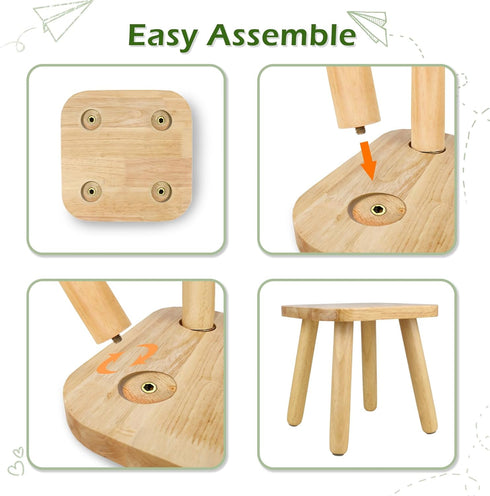 BEE&OAK 9.25 Inch 9.25" 9.25"(W) 8.86"(H)) Wooden Step Stool for Toddlers, Foot Stool for Adults, Plant Stool