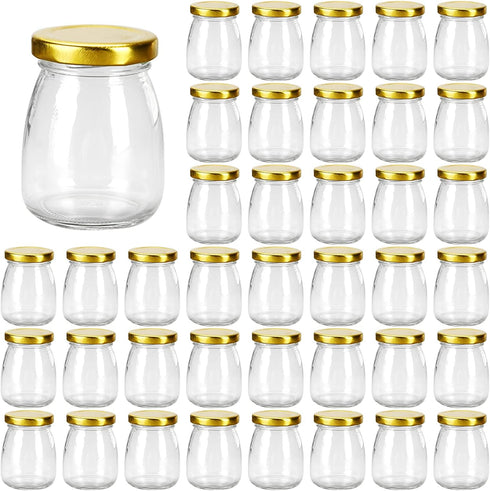 Encheng Glass Yogurt Container With Lids,7oz Clear Glass Jars With Airtight Lids,Small Glass