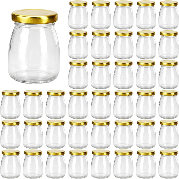 Encheng Glass Yogurt Container With Lids,7oz Clear Glass Jars With Airtight Lids,Small Glass