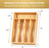 Umilife Bamboo Kitchen Drawer Organizer - 9 Inch Silverware Tray Holder for Small Drawers, Wood Caddy for Flatware