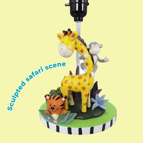 Fantasy Fields - Sunny Safari Animals Thematic Kids Table Lamp, for Girls & Boys Rooms with Printed Zebra Lampshade