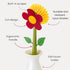 Vigar Flower Power Dish Brush with Vase Brush Holder, Dish Brush with Handle for Pot Scrubber, Dishes, Sink