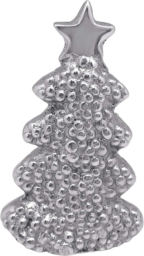 MARIPOSA DOTTY CHRISTMAS TREE NAPKIN WEIGHT | SILVER | HANDMADE IN MEXICO | RECYCLED SANDCAST ALUMINUM