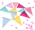 60 Flags Imitated Burlap Pennant Banner, Multicolor Fabric Triangle Rainbow Flag Bunting for Party and Festival