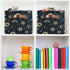 Foldable Canvas Storage Basket with Handles, Sun Moon Star Design, Durable Organizer for Nursery Kids Shelves